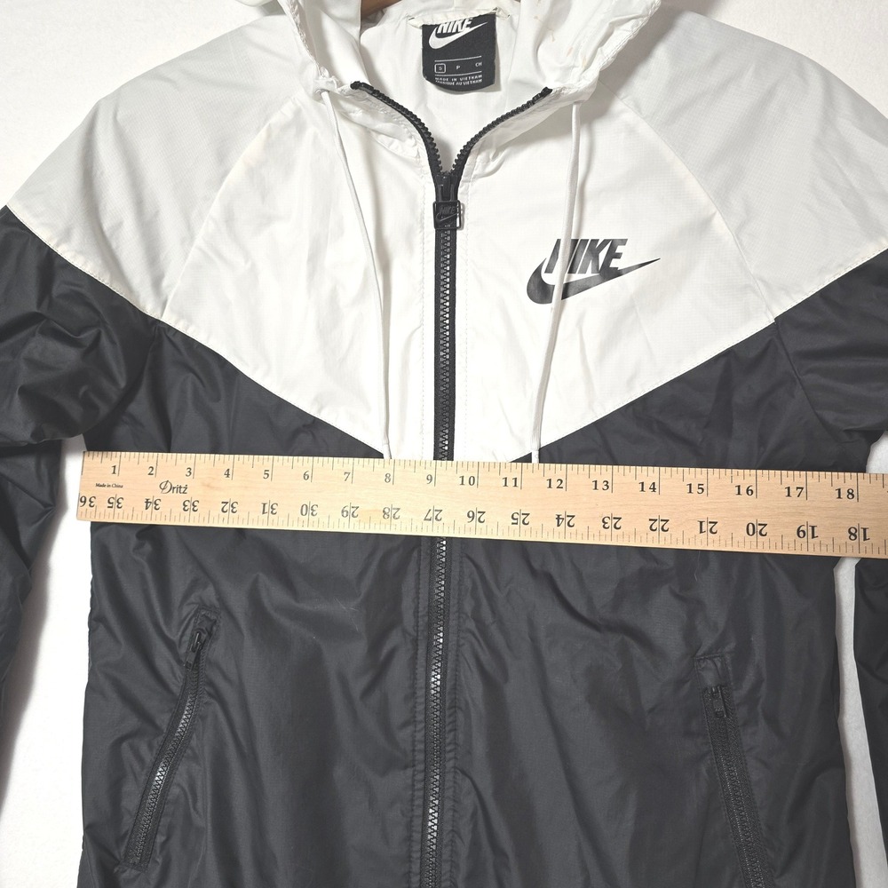 Nike Windrunner Jacket White Black Full Zip‎ Hooded Lightweight Women Size S Gym - Picture 8 of 10
